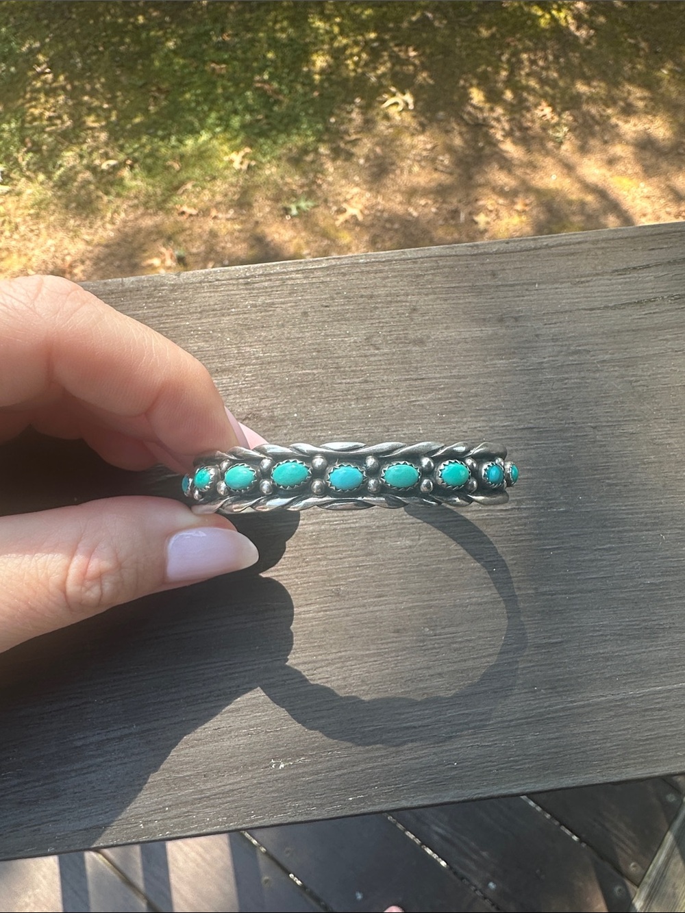 Navajo E Carviso Turquoise & Sterling Silver Cuff Bracelet - Picture 2 of 5
